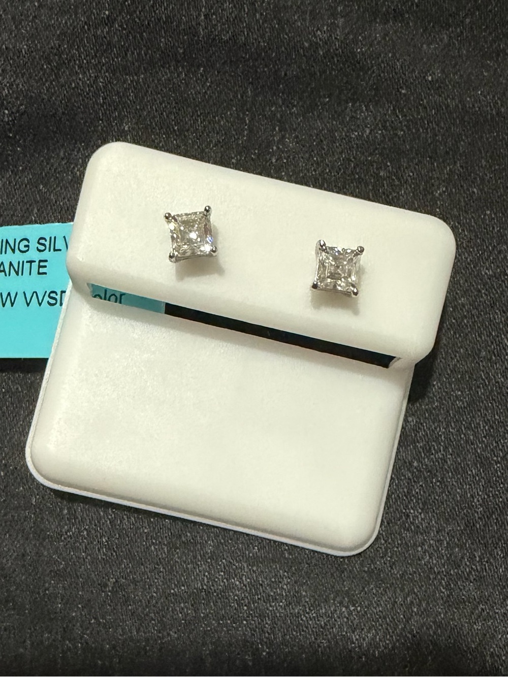 Moissanite Sparkling Stud Earrings set in Sterling Silver